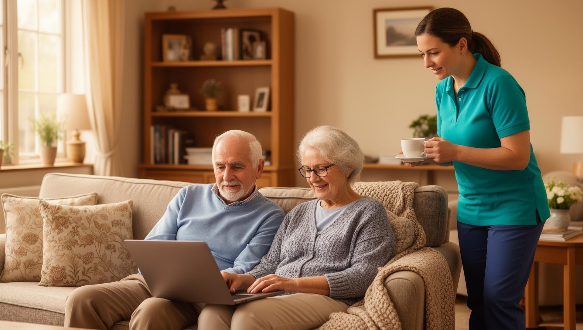 Family reviewing senior care options together at home