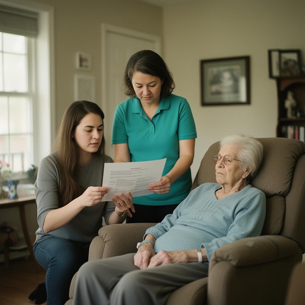 Family receiving recovery & post-surgery care support in Commerce Township