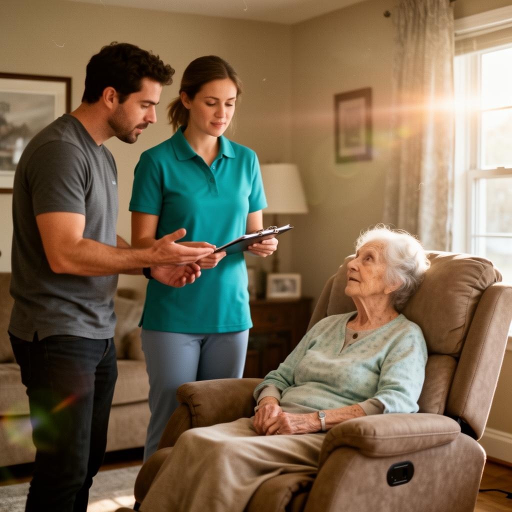 Family receiving recovery & post-surgery care support in Livonia