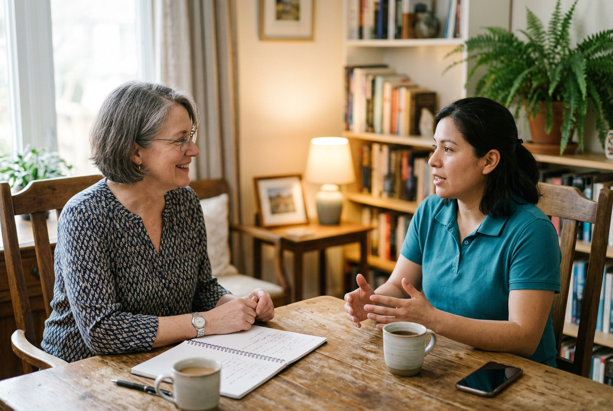 A Registered Nurse verifying caregiver skills in real time during a screening session at the Affordable Home Care office in Farmington Hills, Michigan