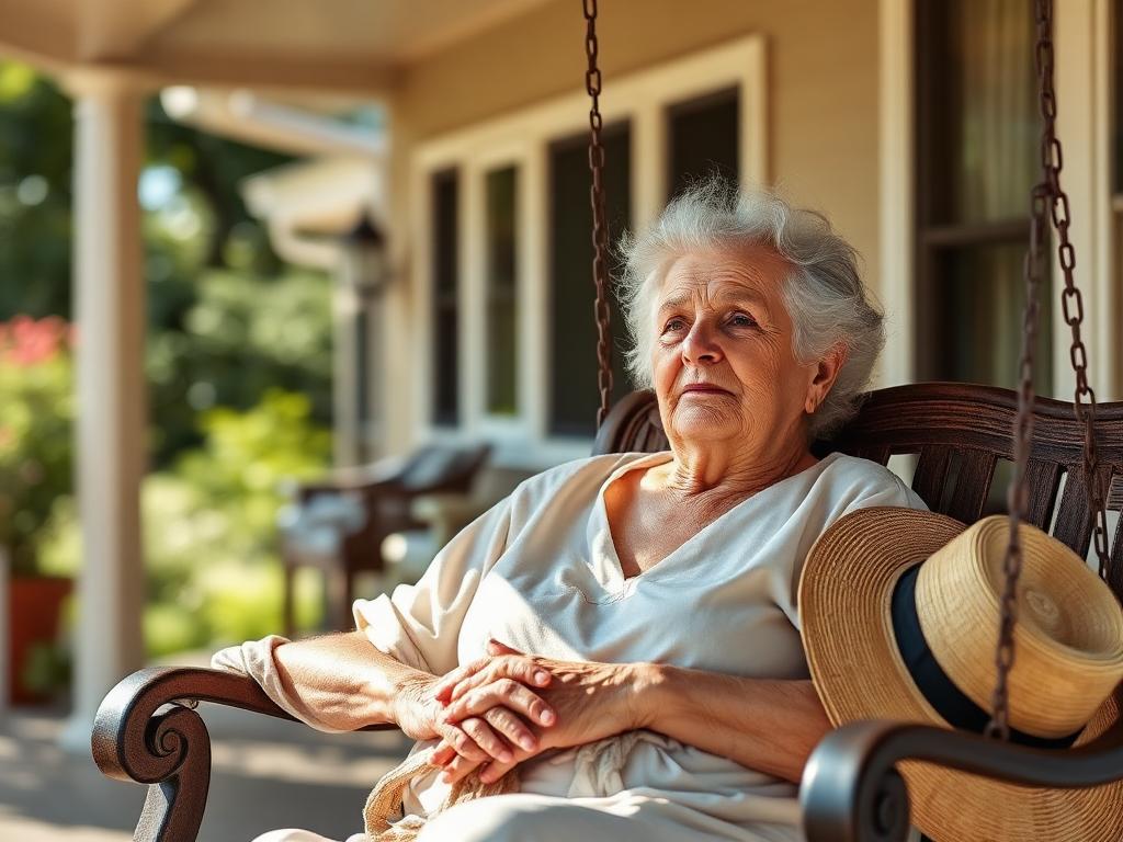 Senior staying cool and hydrated during summer heat with proper precautions