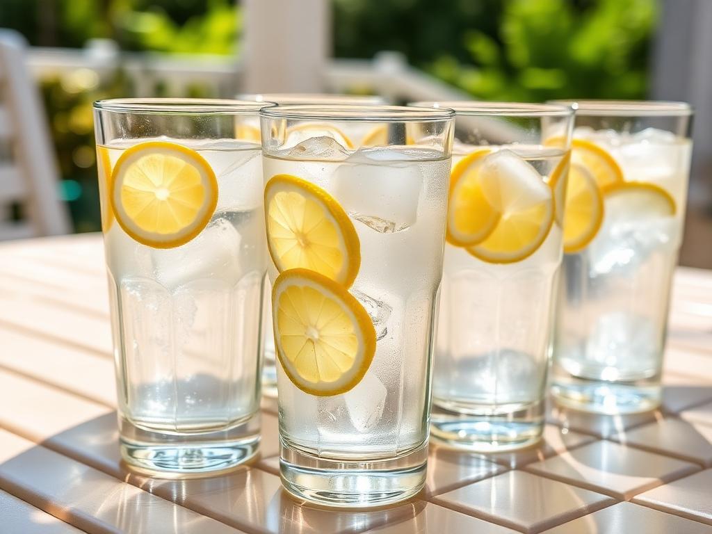 Refreshing glasses of water for summer hydration and senior heat safety