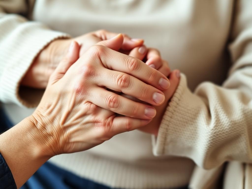 Supportive hands representing caregiving support and family caregiver community connection
